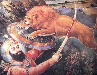 hargobind guru sikh sher lion gobind hunting shikar jahangir animals har sikhism sikhs lions emperor gurdwara sikhiwiki killing sms jee